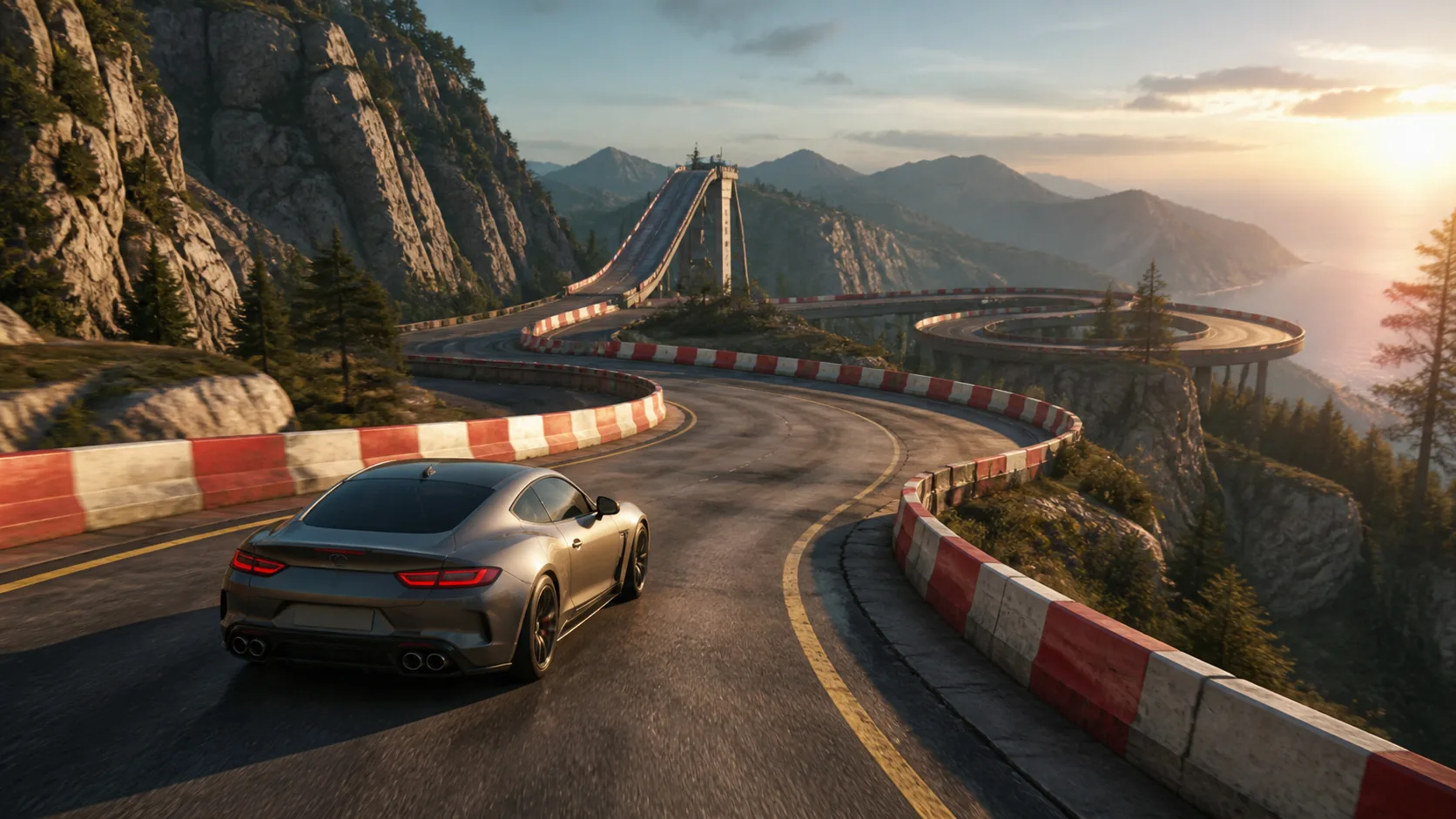 Crazy Car Drive Road Challenge: Reading a Mountain Road Before the Turn
