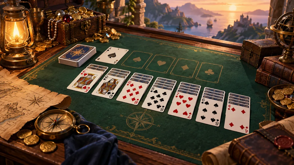 Klondike Solitaire Treasures: Reading a Table of Cards and Relics