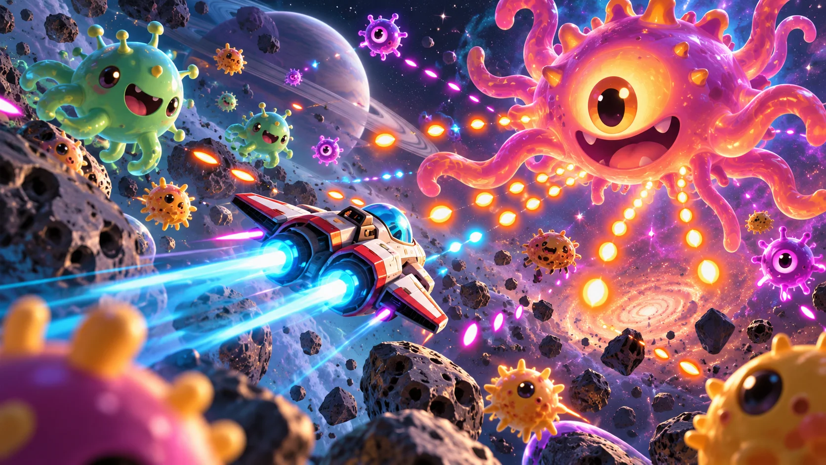 Monster SpaceShip Shooter: Space, Composition, and Visible Threats