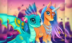 Cute Unicorns And Dragons Puzzle image